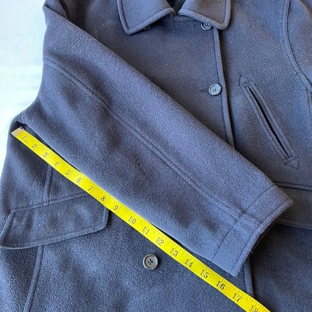 *FIRM PRICE* J. Crew Wool Cashmere Blend Cropped Pea Coat Navy sz L - Picture 6 of 13